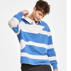 Sun + Stone Blue & White Striped Rugby Shirt - XL